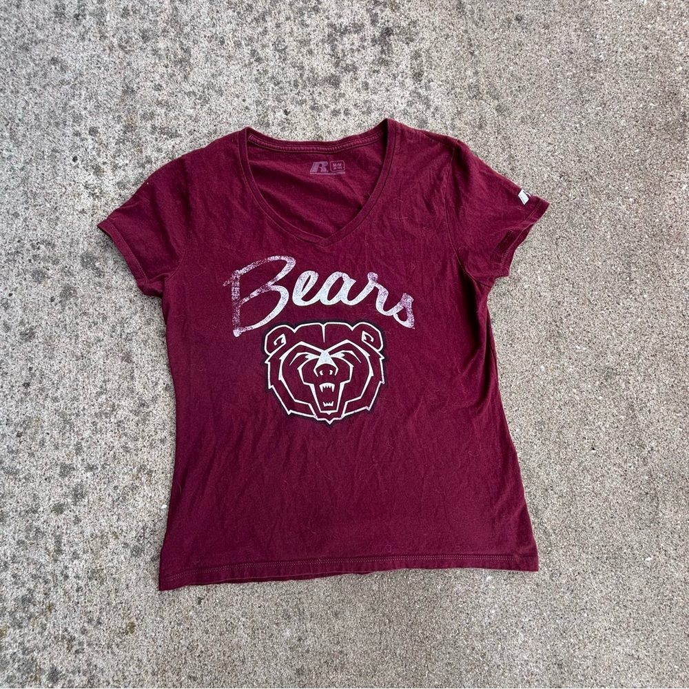 Russell Athletic Maroon Missouri State University Bears V-Neck Women's Tee